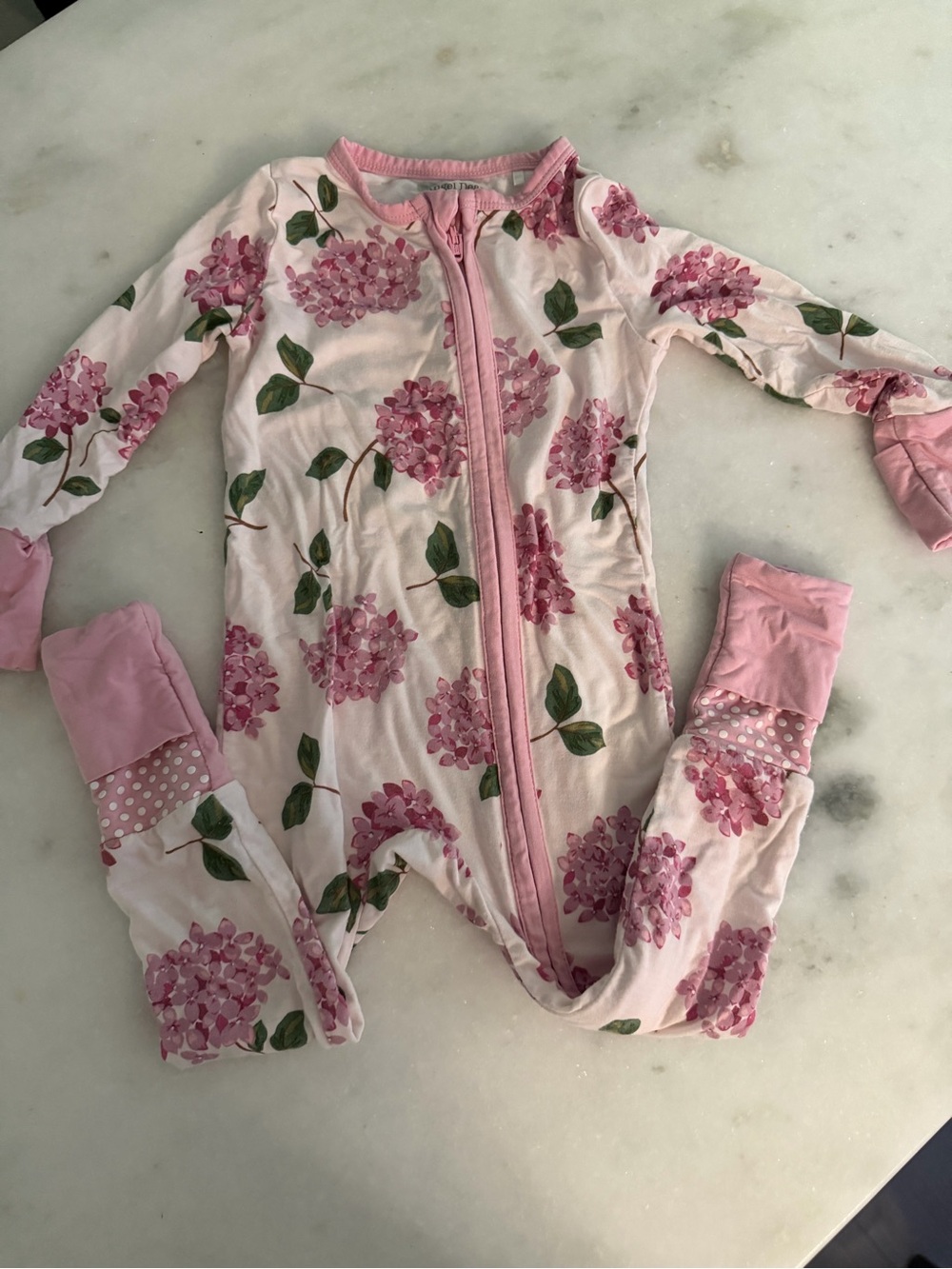 Angel Dear Pink Floral Zip Convertible Footie